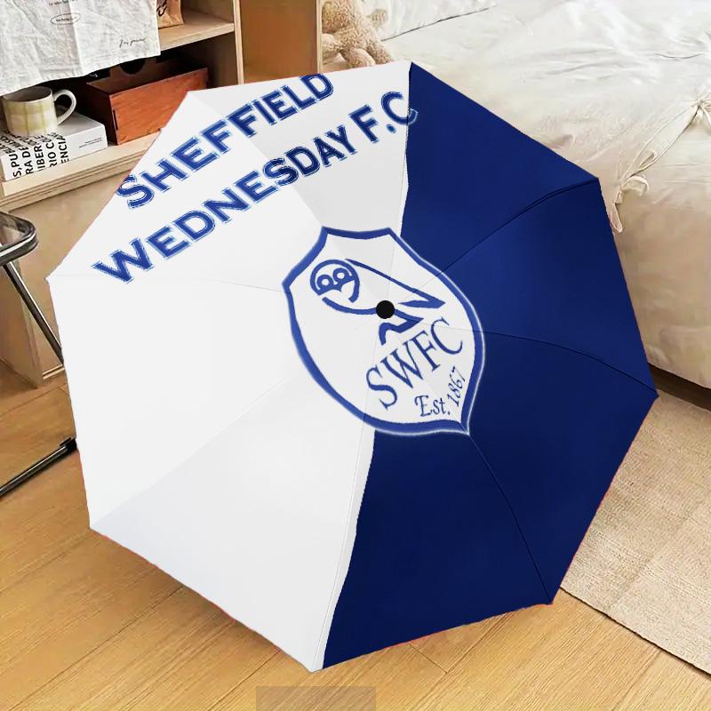 Blue Sheffield With Owl Automatic Folding Umbrella - 8-Rib Travel Umbrella with Auto Open/Close & Portable Gifts for Holidays or Birthdays