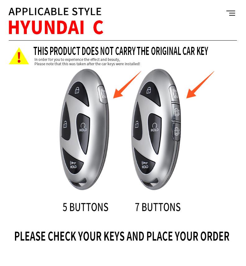 5 7 Buttons Zinc Alloy + Silicone Car Key Case Cover For Hyundai Kona Ev Grandeur GN7 IONIQ 6 2025 2025 Remote Key Protect Shell
