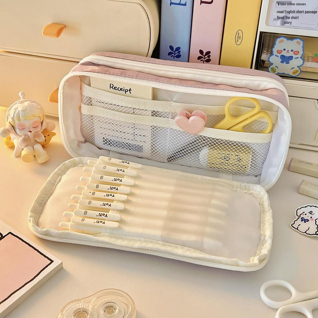 2025 Mehrschichtiges, hochkapazitives, süßes Canvas-Federmäppchen für Mädchen