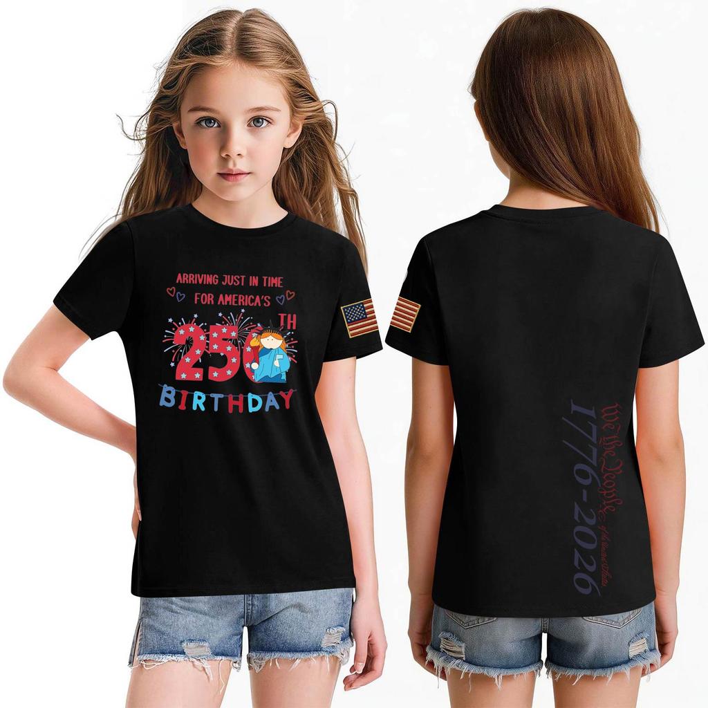 Fashionable Round Neck Short Sleeve Work Clothes Printed Tops For KID Summer Tops