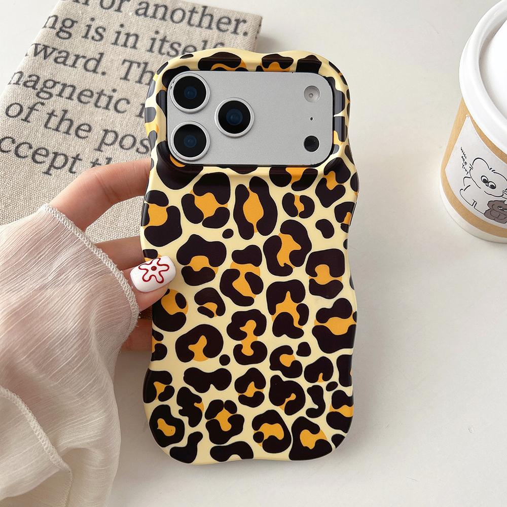 

Fashion 2 in 1 Colorful Leopard Print Phone Case for iPhone 13 14 15 16 17 Pro Max Wave Edges Comfortable Touch Hard Slim Cover iPhone Air