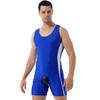 Men One-piece Leotard Color Block Short Jumpsuit Nightwear U Neck Sleeveless Bodysuit
