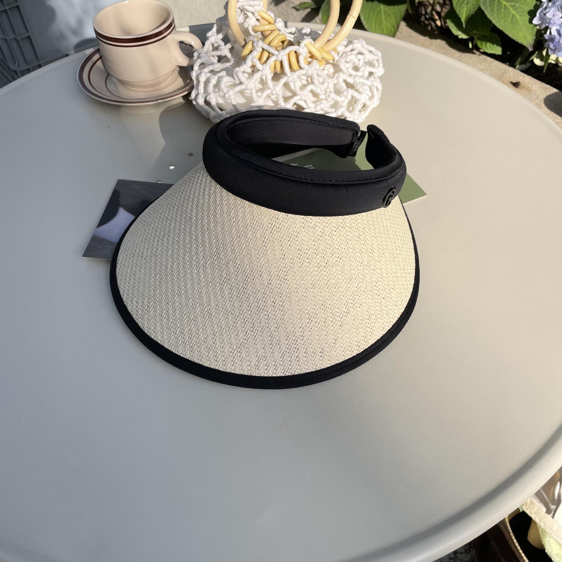 

Бабушка Чен, шляпа-канотье с жестким верхом и открытым верхом, солнцезащитная шляпа с большими полями для защиты от УФ-лучей, летняя велосипедная солнцезащитная шляпа M(56-58cm)