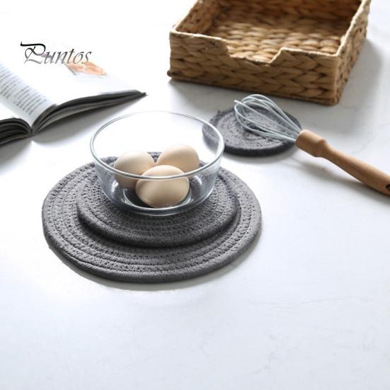 Soft Cotton Woven Coaster Set Heat Insulation Anti-Scald Water-absorbent Noise-reducing Cotton Cup Mat