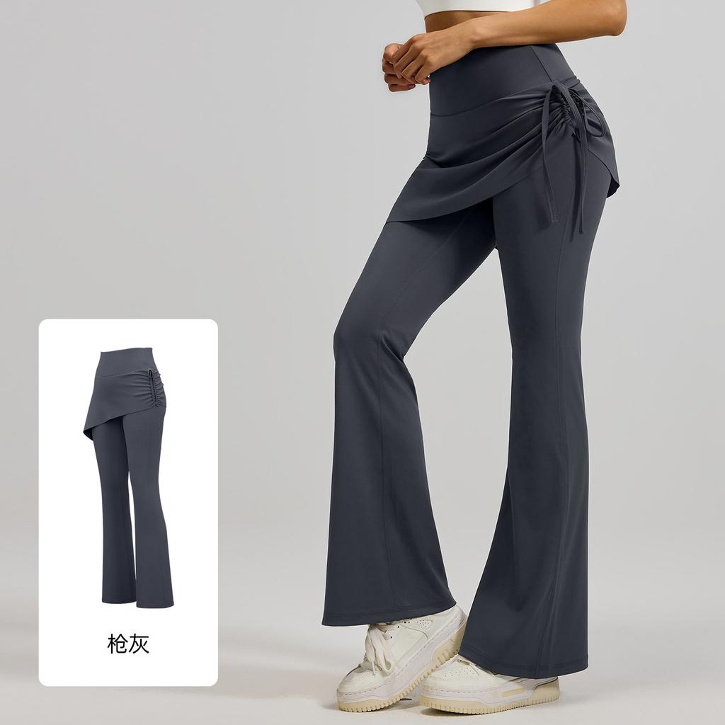 Yoga Bell-bottom Pants Fake Two-piece Skirt Pants High Waist Hip Lift Tight Body Anti-exposure Pilates Sports Fitness Leggings