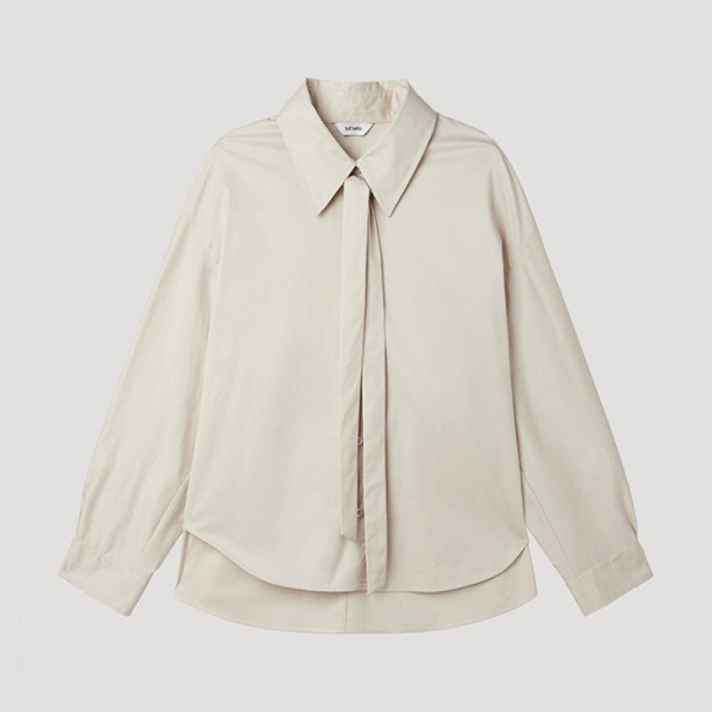 

[shs Miss] Cotton Tie Neck Shirt Swwstp11020 gray mint/55