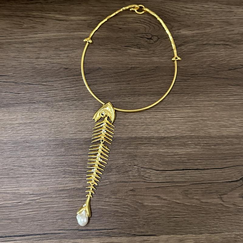 Nový design slitina velká rybí kost přívěsek choker náhrdelník pro ženy přehnaný náhrdelník šperkové doplňky dárek
