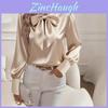 Satin Butterfly Knot Long Sleeve Shirt For Women With Wrinklefree Fabric For Office Wear