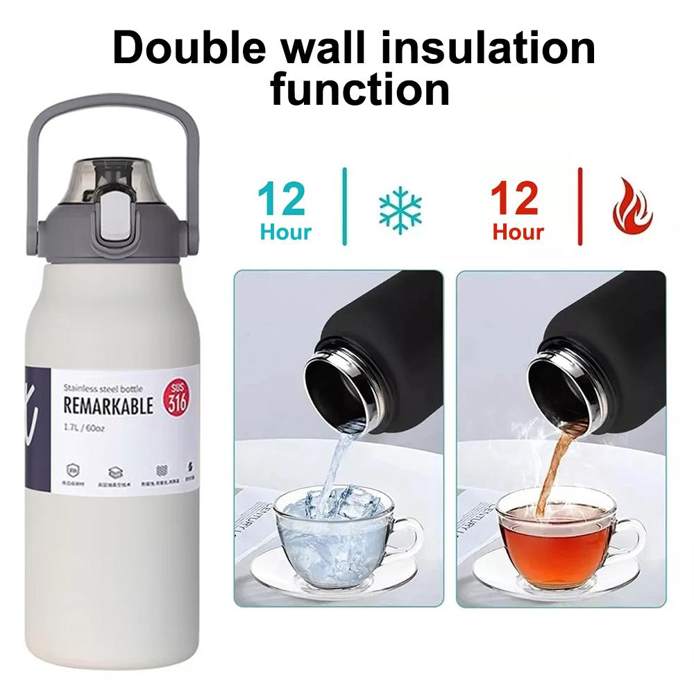 1700ml Large Capacity Thermo Bottle Portable Thermal Mug Thermos Water Bottle Tumbler Thermoses Outdoor Stainless Steel Therma
