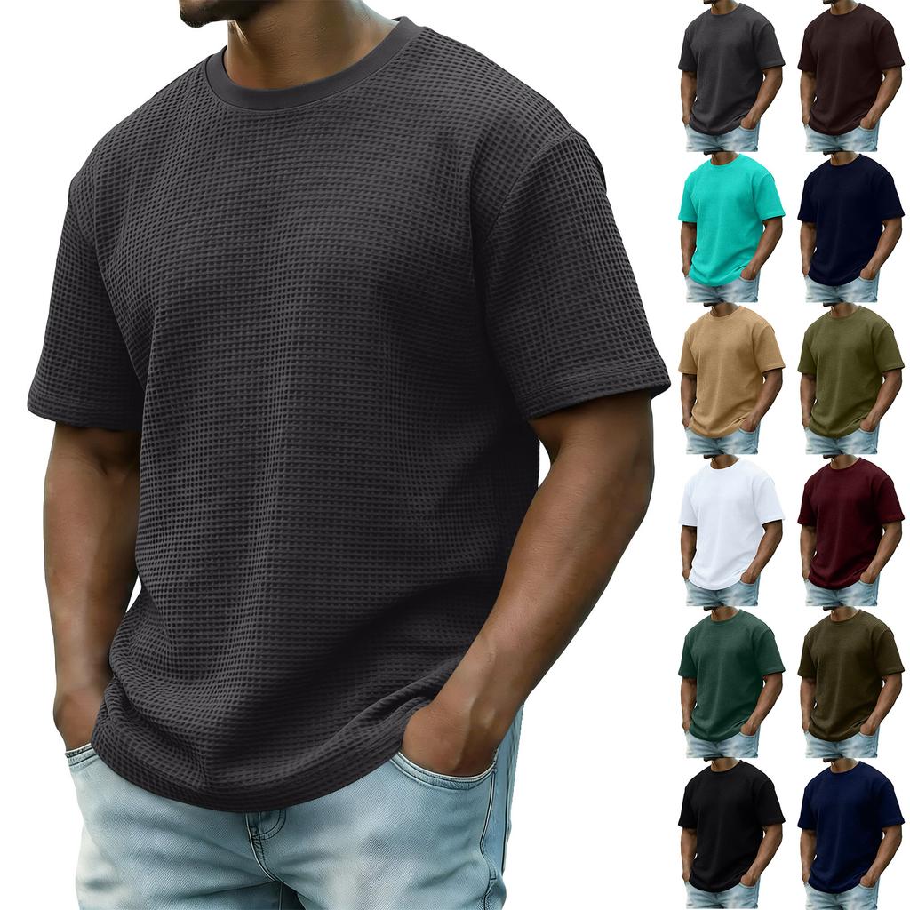 Men's Summer Short-Sleeve Top Men's Casual Fashion Textured Short-Sleeve Top
