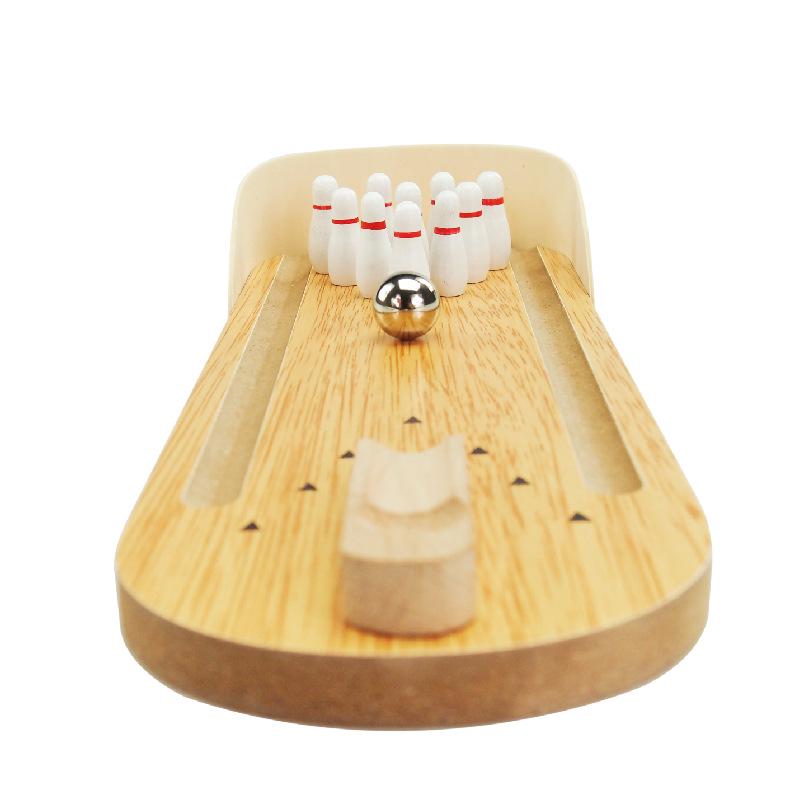 Wooden Mini Bowling: Parent-Child Interactive Stress-Relief Table Game for Kids and Adults