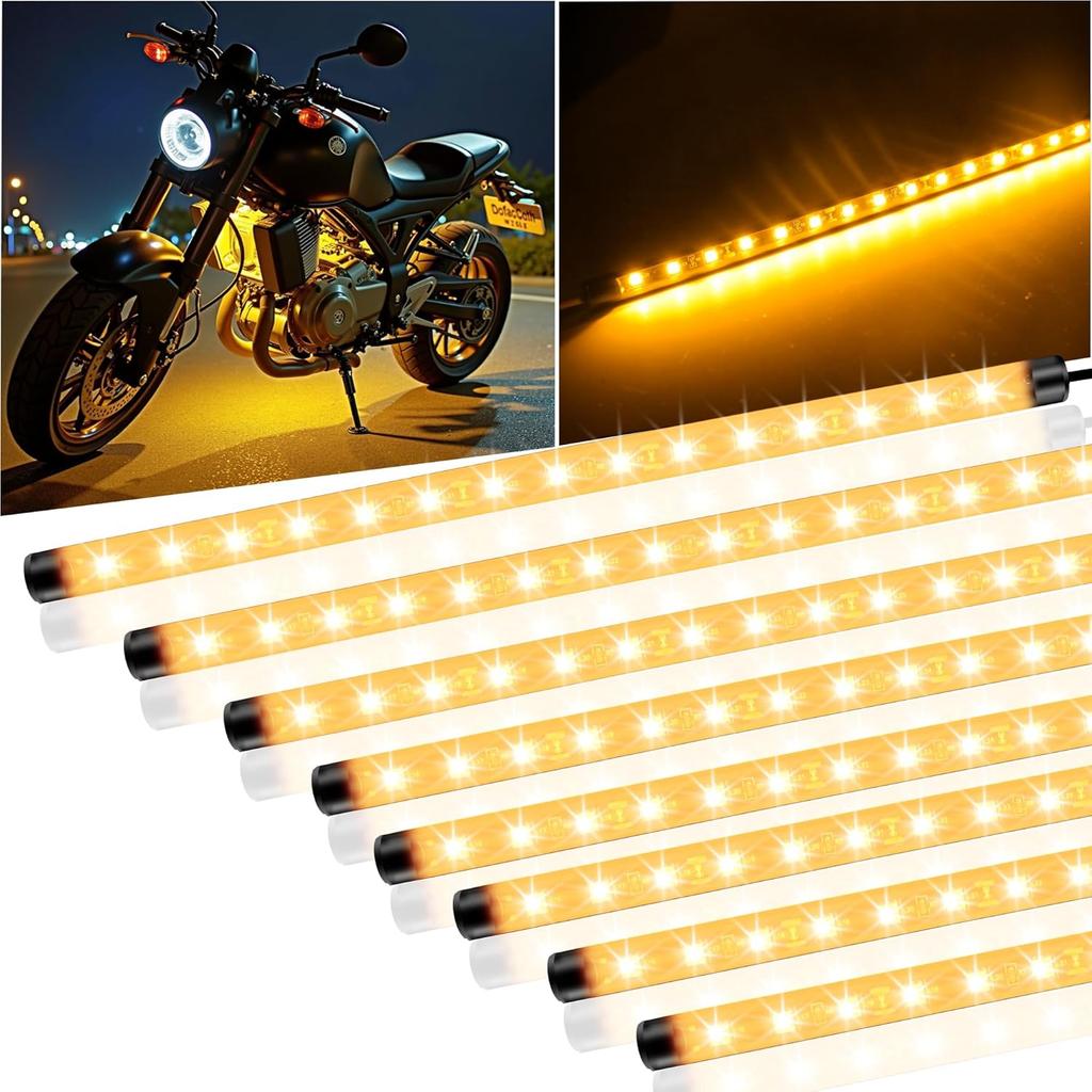 8 Pcs Car Led Light Strip IP67 Waterproof 11" Flexible Led Lights Underglow 12V for Car Motorcycle Boat Golf Cart Interior Exterior Decoration - Blue