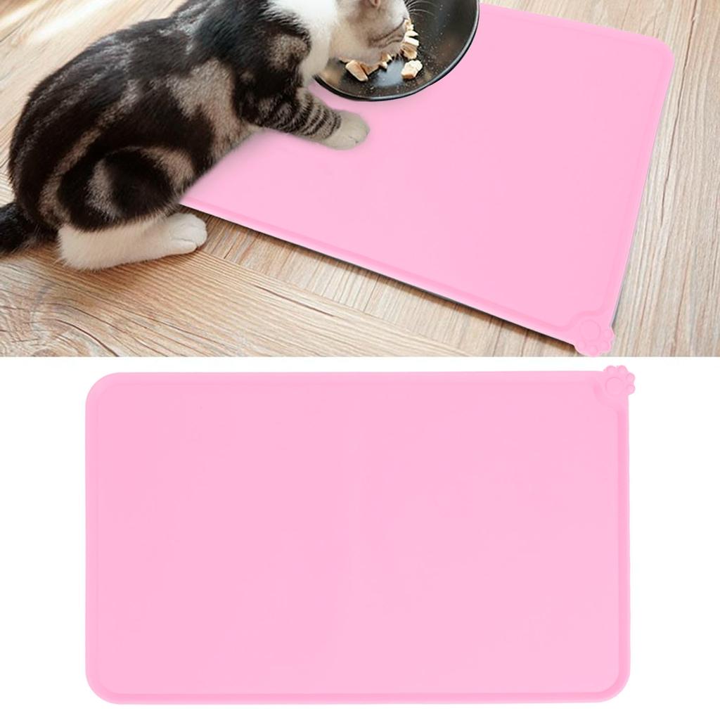 Pet Food Pad Silicone Waterproof Non Slip Bowl Drinking Feeding Mat Placemat for Dog Cat(Red )