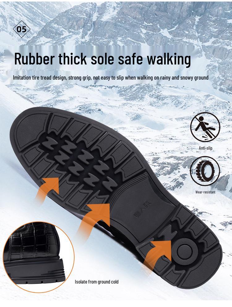 Pánské zimní sněhule s vysokým svrškem z pravé kůže a sametovou podšívkou