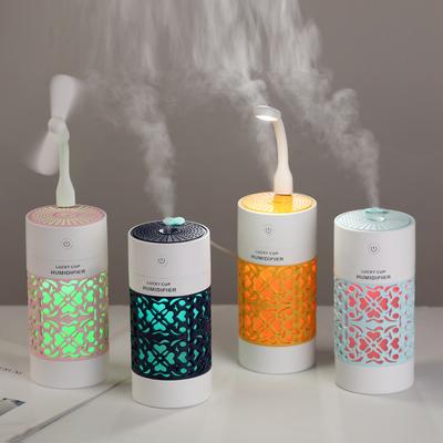 Humidificador Mini Copa de la Suerte 3 en 1 USB Difusor de Aroma Ultrasónico Difusor de Aceites Esenciales con Luz LED Ventilador USB Para Humidificadores de Coche