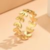 Elegant Adjustable Stainless Steel Leaf Ring for Women - Colorfast Jewelry