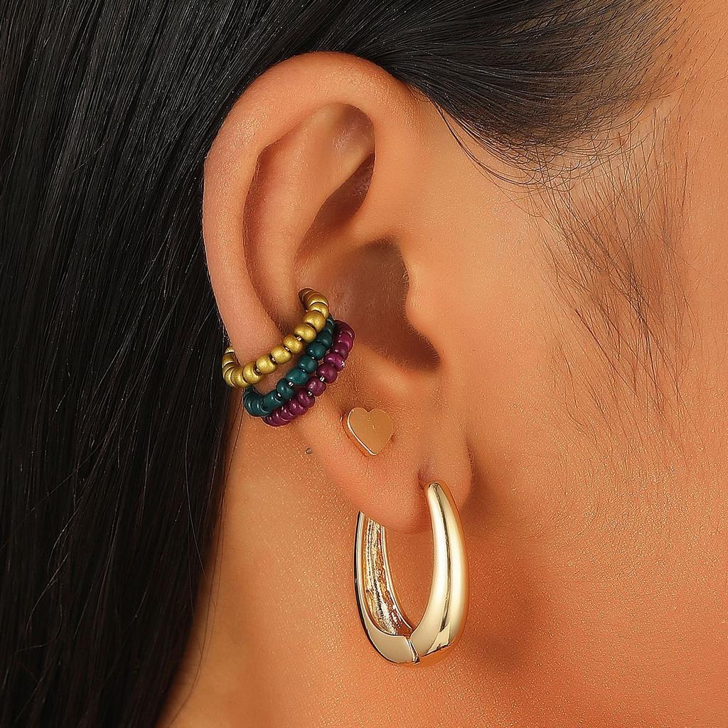 SHEIN New Suit Earrings Girls 2025 Simple No Ear Piercing Ear Clips Personalized Punk Internet Celebrity Combination Earrings