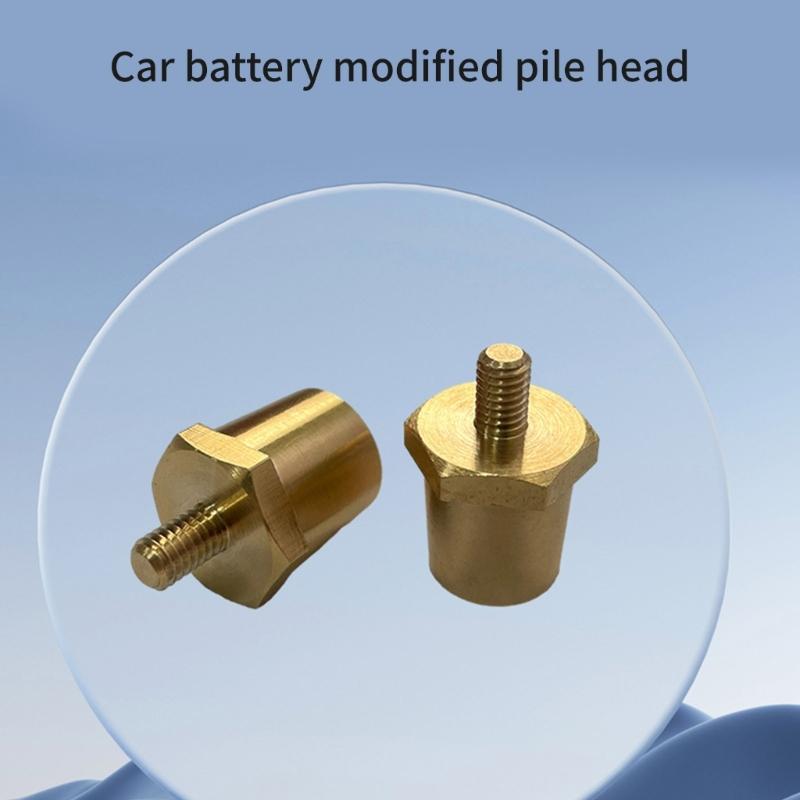 Male Thread Battery Post Adapter Automotive Positive and Negative Battery Terminals Charging Post Connector Brass