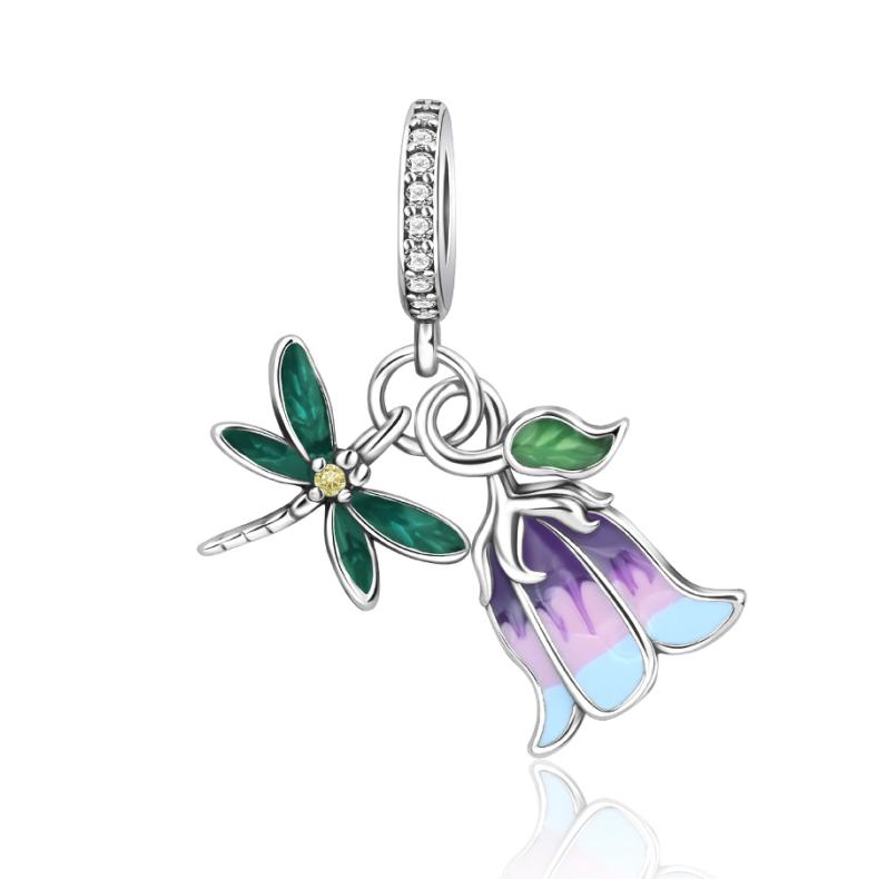 New copper Colorful Butterfly Dragonfly Flower Charm Compatible With Authentic Pendant Bracelets Necklaces Women Do It Yourself Fine Jewellery