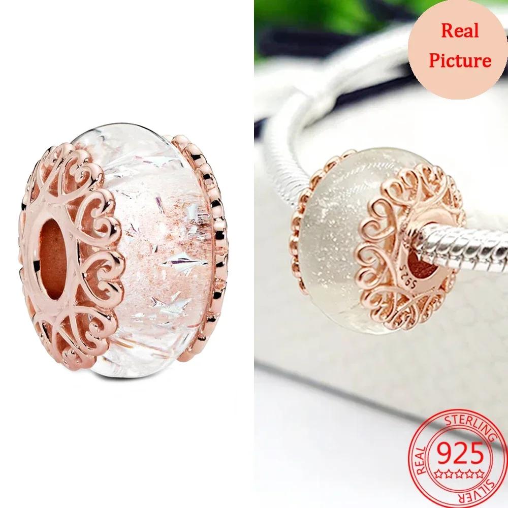 Srebro 925 Szkło Murano Galaktyka Gwiazdy Koniczyna Serce Bąbelki Błyszczące Koraliki Pasują do Bransoletki Charms DIY Biżuteria Dla Mamy