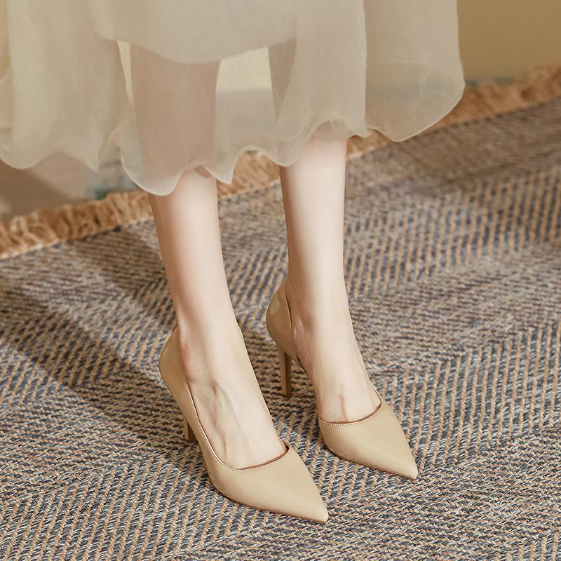 High heels women's stiletto high-end fashion shoes leather women's shoes single shoes 2025 spring women's Huizhou women's shoes spring women