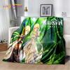Genshin Impact Cartone Animato Gioco Coperta Morbida di Peluche, Coperta di Flanella Coperta da Lancio per Soggiorno Camera da Letto Letto Divano Copertura da Picnic Bambini