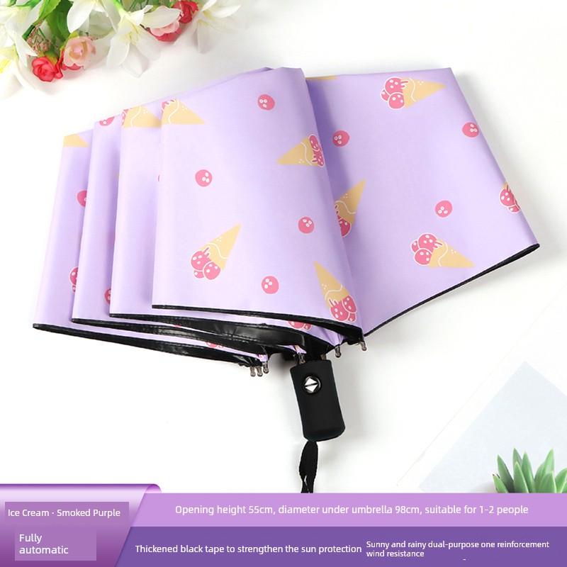 All-Weather Umbrella Female Dual-Use Cute Folding Floral Print Fresh Student Small Sun Protection UV Protection Sun Umbrella