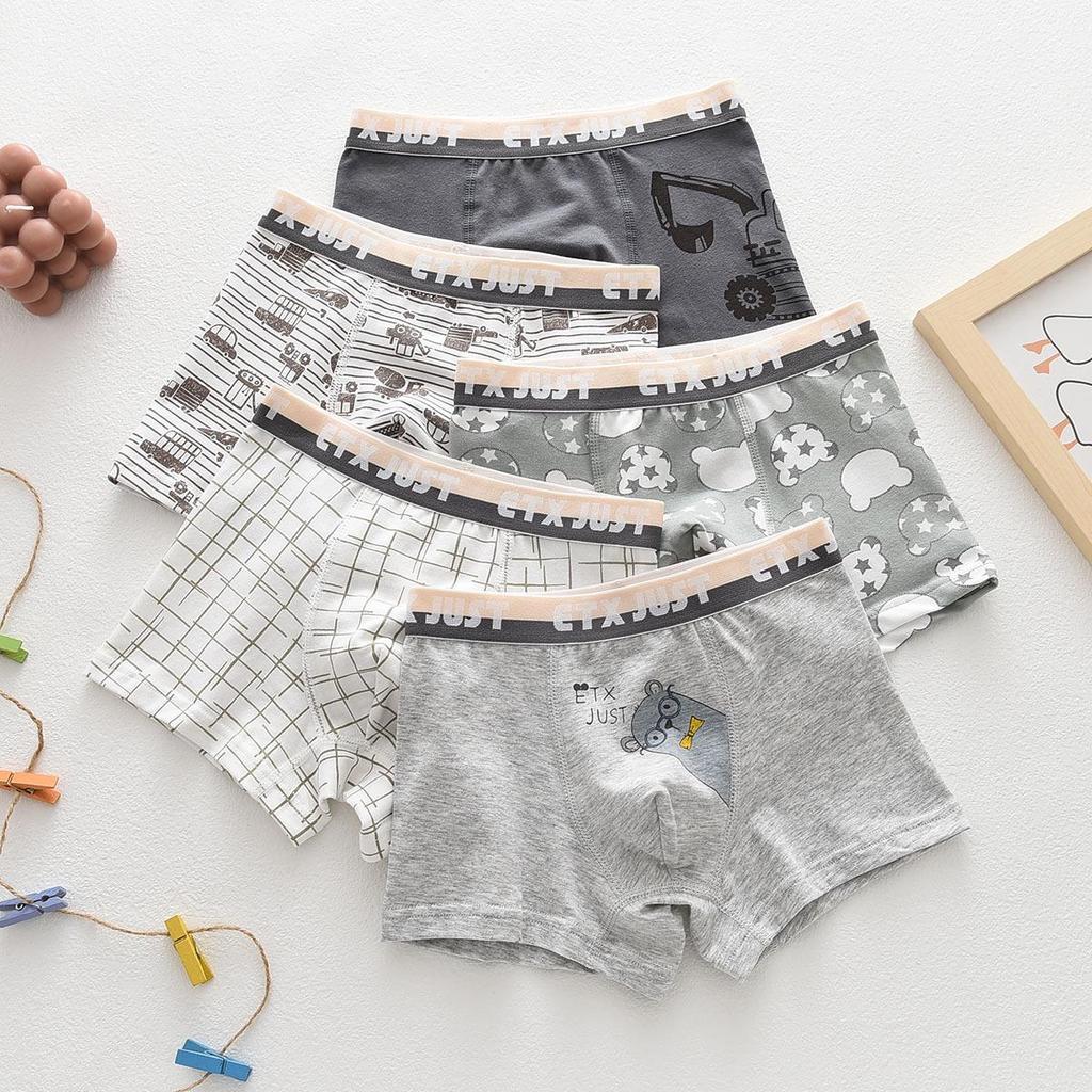 ETX Boys' Mid-Waist Boxer Briefs - Class A, Solid Color, Baby To Big Kids, Comfortable Four-Corner Shorts