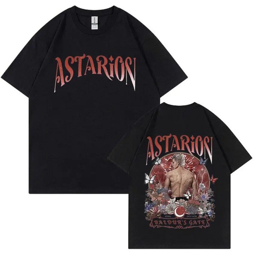 Retro Astarion Baldur's Gate 3 Print T-Shirt Unisex Women Casual Cotton Short Sleeve T Shirt Harajuku Oversized T Shirts Streetwear