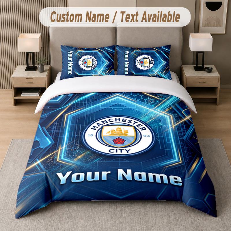 Manchester City Design Bedding Set Custom Text 1 Duvet Cover & 2 Pillow Cases
