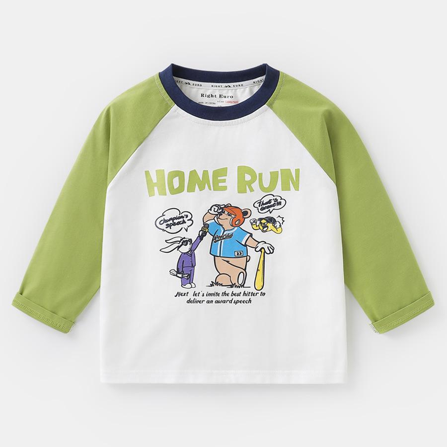 Boys' Striped Long-Sleeve Antibacterial Cotton T-Shirt