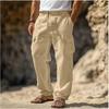 Herren Leinenhose Frühling Sommer Herbst Hose Mehrere Taschen Gerade Bequem Atmungsaktiv Vollständig Länge Outdoor Täglich