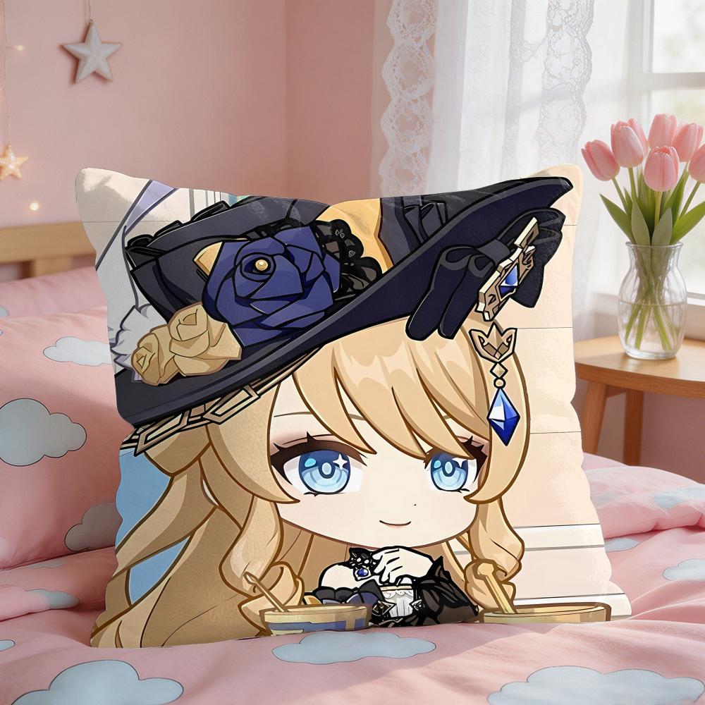 Navia Cute Genshin Impact Cushion Cover Square Short Plush Pillow Case Living Room Sofa Home Decor Funda X