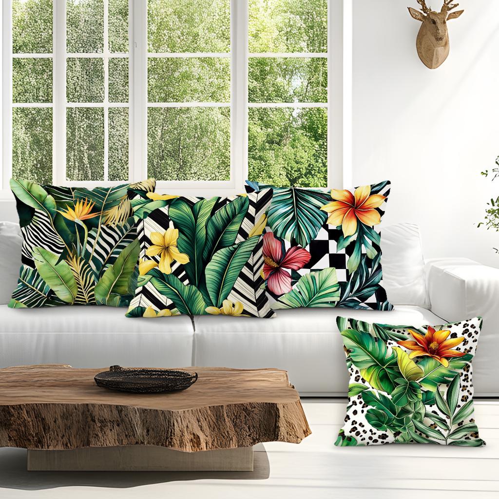 Tropical Plant Leaves Pillowcase Printed Polyester 40/45/50Cm Throw Pillowcover Decorative Sofa Cushion Pillowslip Home Decor
