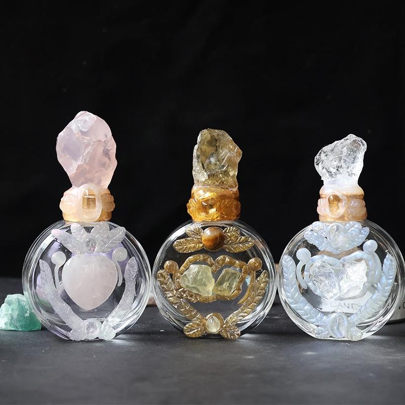 Handmade Natural Crystal Magic Bottle Decorative Glass Crafts Storage Bottle Ornament For Home Decor And Christmas Gift