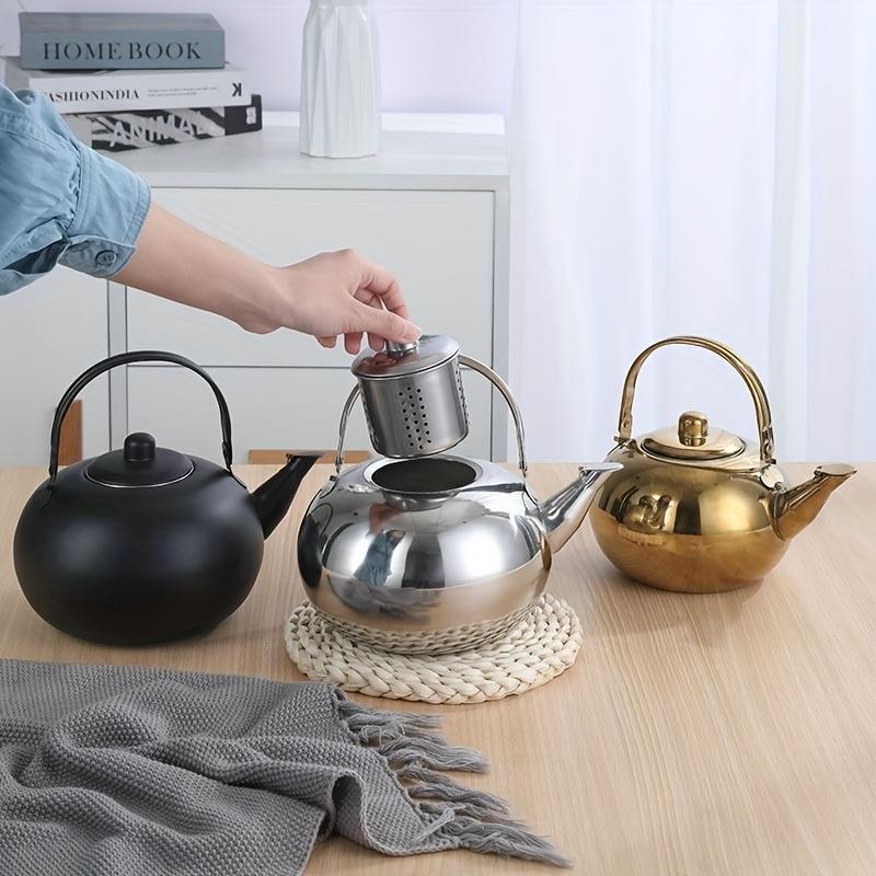 1 piece stainless steel tea kettle with strainer, multifunctional for gas stove, induction cooktop, home and camping outdoor use