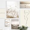 Nordic Wall Art White Shell Beach Flower Dandelion Canvas Painting  Posters and Prints Wall Pictures for Living Room Home Decor
