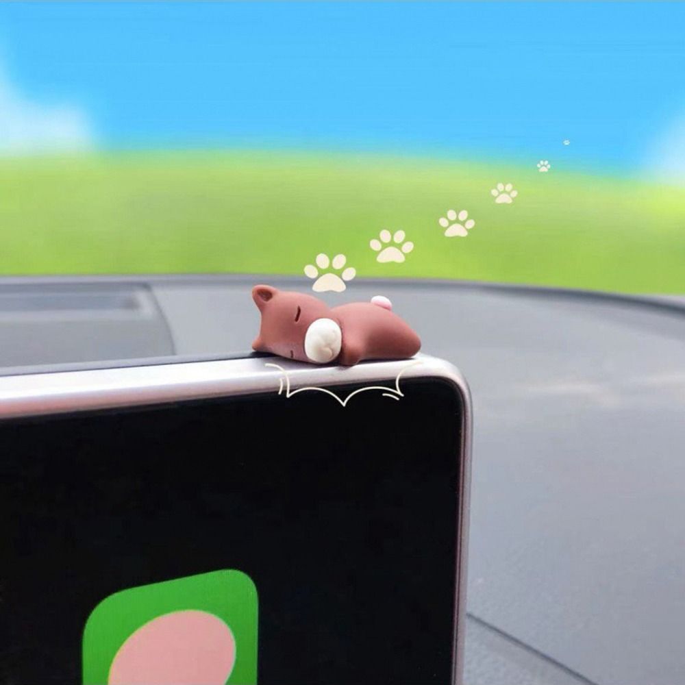 6pcs/set Sleeping Mini Animal Car Interior Decoration Cute Animal Car Dashboard Decoration  Car