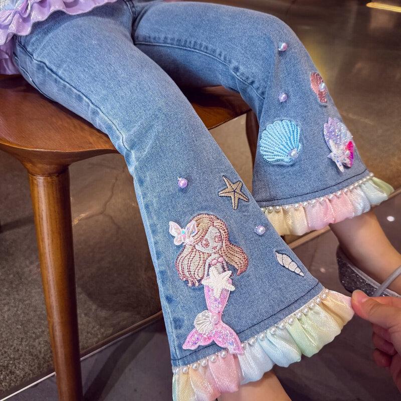 MIMIHELLO Girls  Embroidered Flare Jeans (2026 Spring/Summer) 120