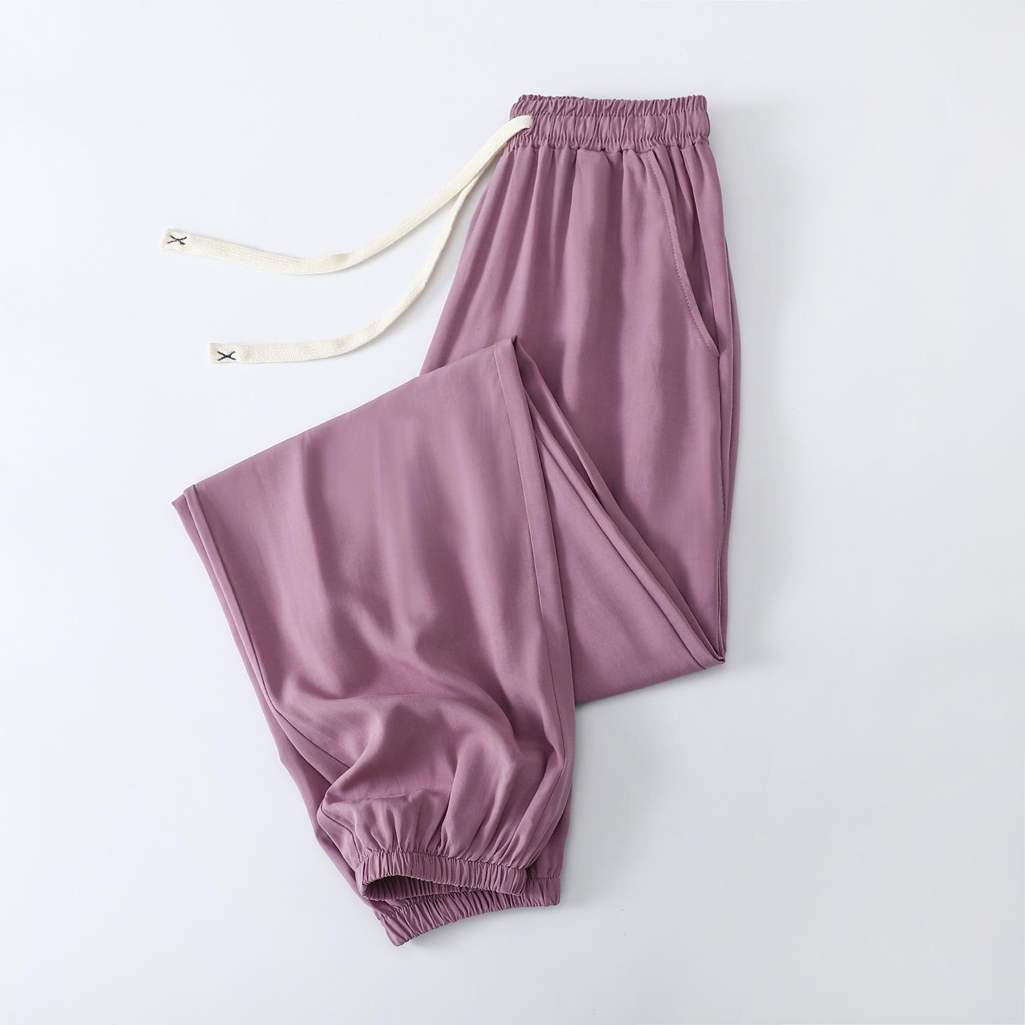 

Women s Summer Cotton Silk Joggers - Plus Size, Loose Fit, Solid Color, Mosquito Repellent, Air Conditioning Pajama Pants 2XL [70-80 kg]