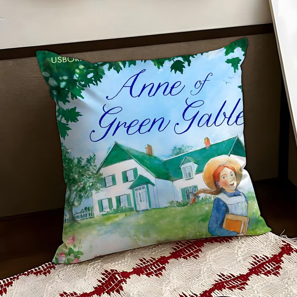 Books Anne of GGreen Gables Cushion Cover Reversible Soft Durable Pillow Cover Home Car MultiScene Use for Daily Comfort