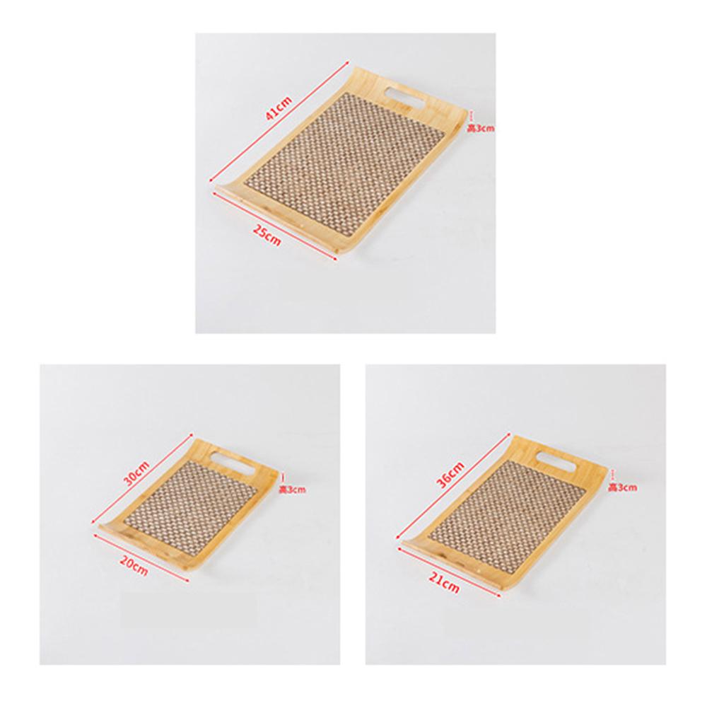 

Retro 3PCS Household Wooden Tray Rattan Tea Room Storage Tea Tray Bamboo Sushi Pastry Food Storage Meal Tray Holder жовтий