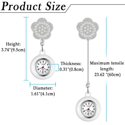 Lancardo Nurse Watch, Silicone Pocket Watch with Stretchable Clip, Cute Flower Design, Women's Analog Watch, Pocket Watch