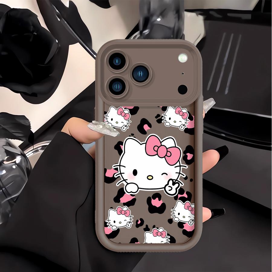 

Phone Cover Case for Apple iPhone 17 Pro Max 16 XS 11 XR 13 Mini 15 14 Plus 16e 12 Air Hello Kitty Leopard Print Pattern iPhone 16 Plus