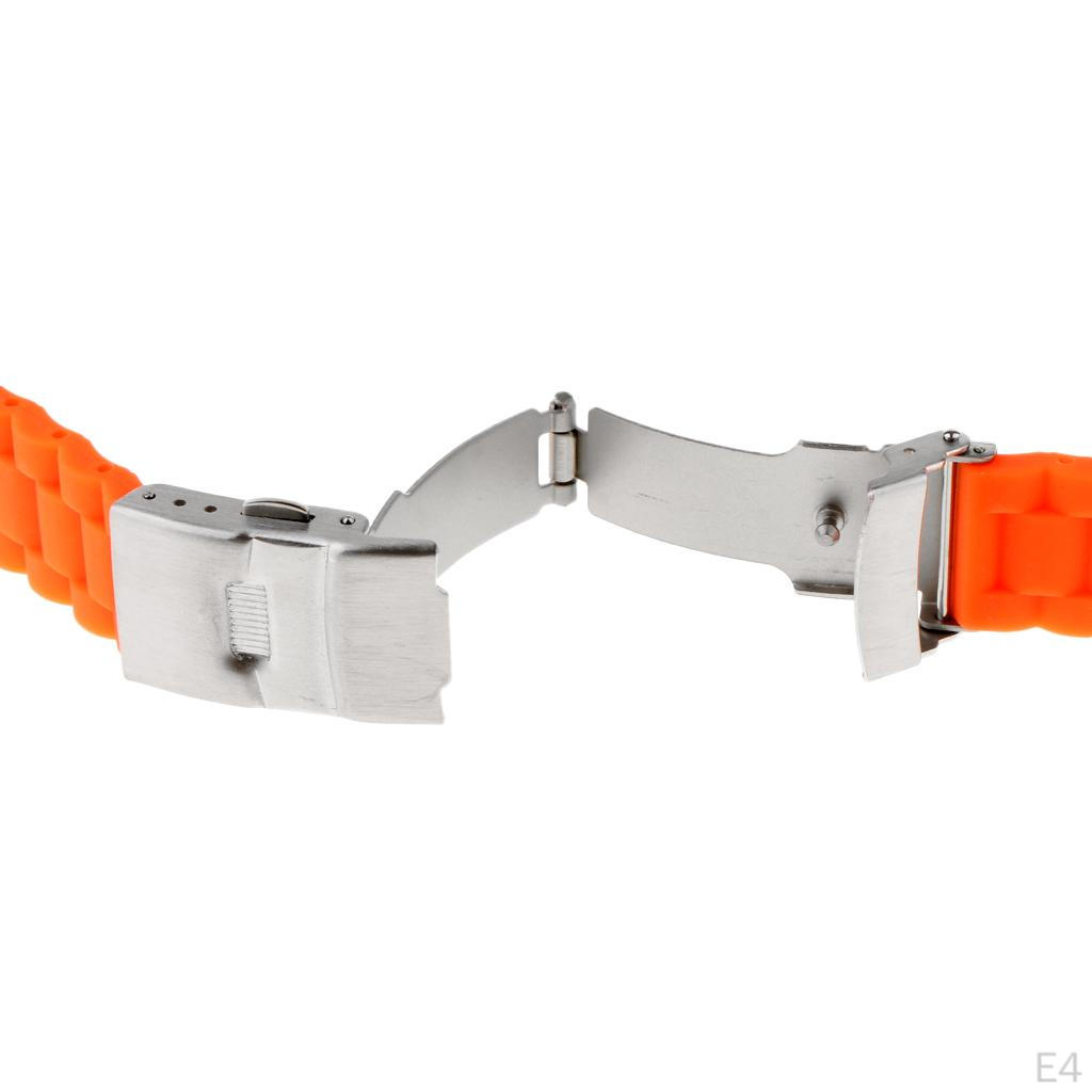 Waterproof Silicone Watch Strap with Stainless Steel Folded Buckle Multi-Colors