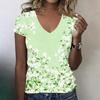 Women’s Casual V Neck Short Sleeve Floral Print T Shirt Relaxed Fit Lightweight Soft Fabric Top for Everyday Wear
