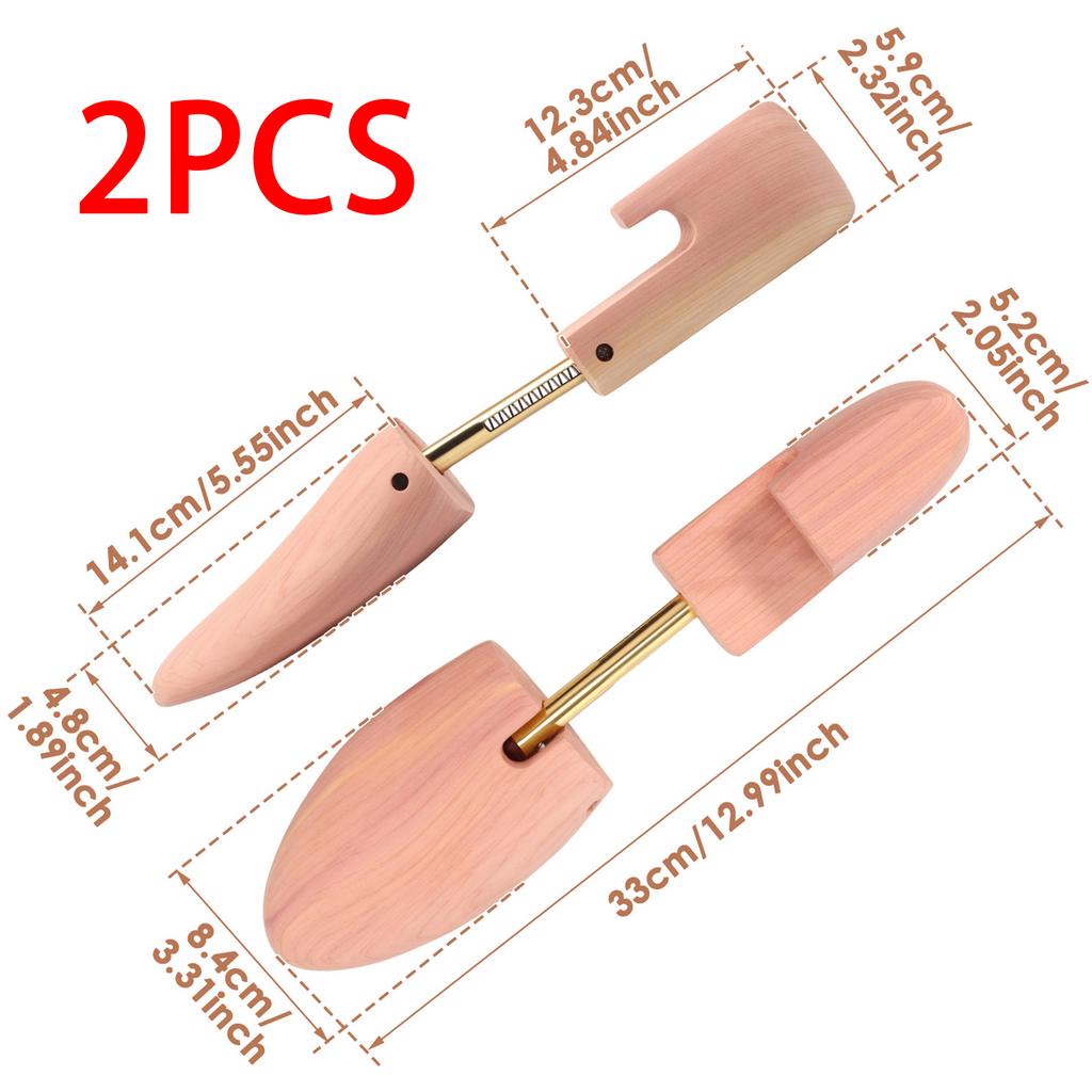 2Pcs Cedar Shoe Trees for Men Women Wooden Shoe Stretcher Universal Adjustable Width Boot Sneakers Stretcher