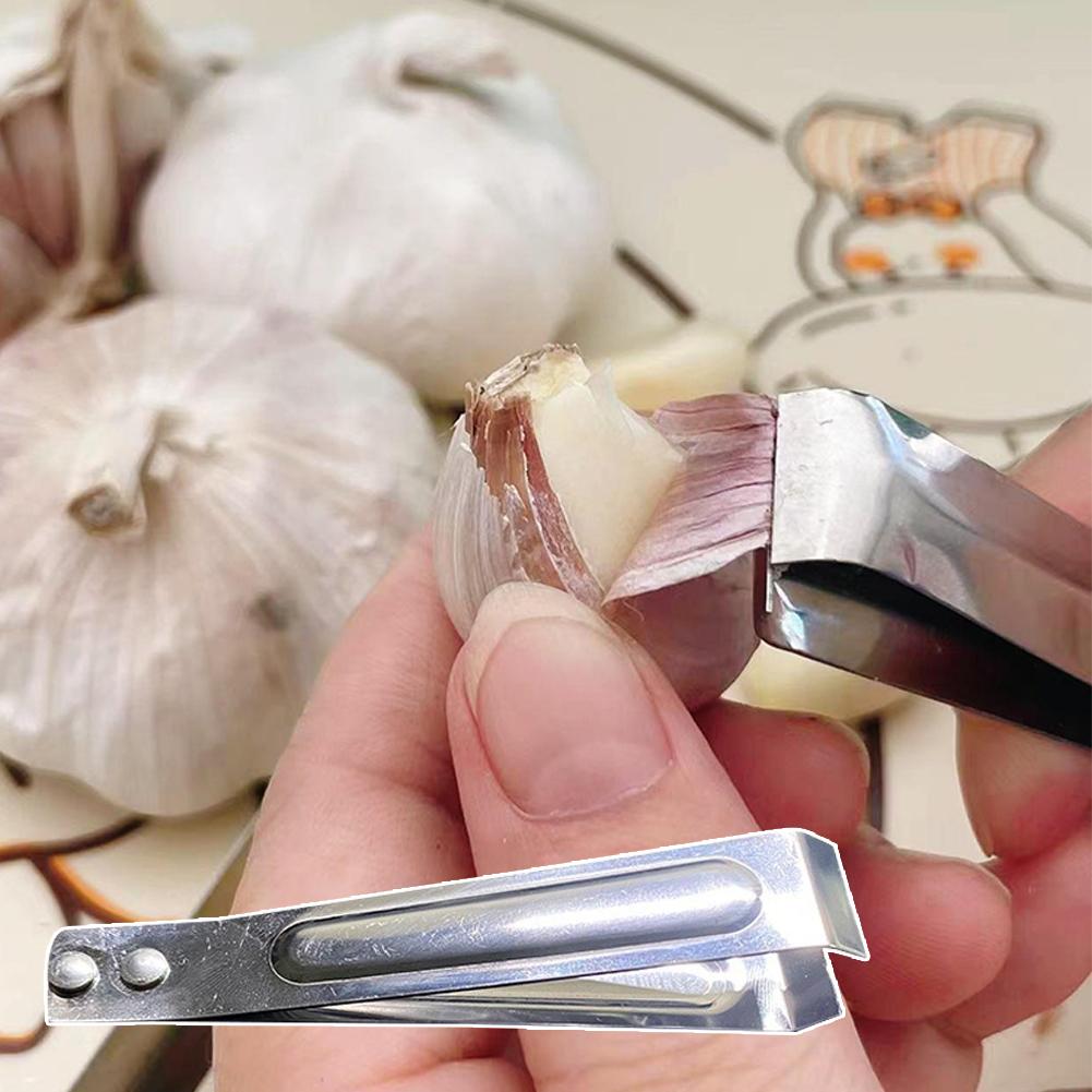 1Pc Stainless Steel Garlic Peeler Quickly Garlic Peeling Pig Hair Plucking Clip Manual Tweezers Gadgets Kitchen Accessories