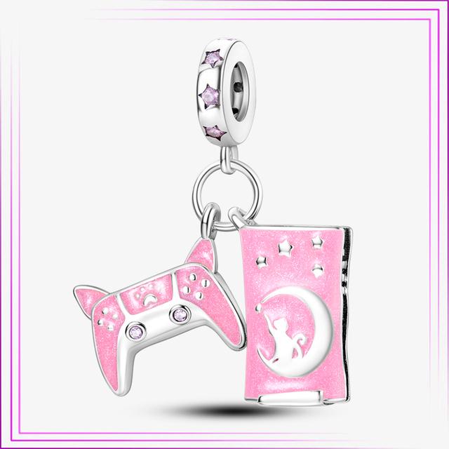 925 Sterling Sølv Hjerte Blomst Luftballong Flamingo Rosa Sjarm Plata De Ley Bil Katt Perle DIY For Originalt Armbånd Smykker