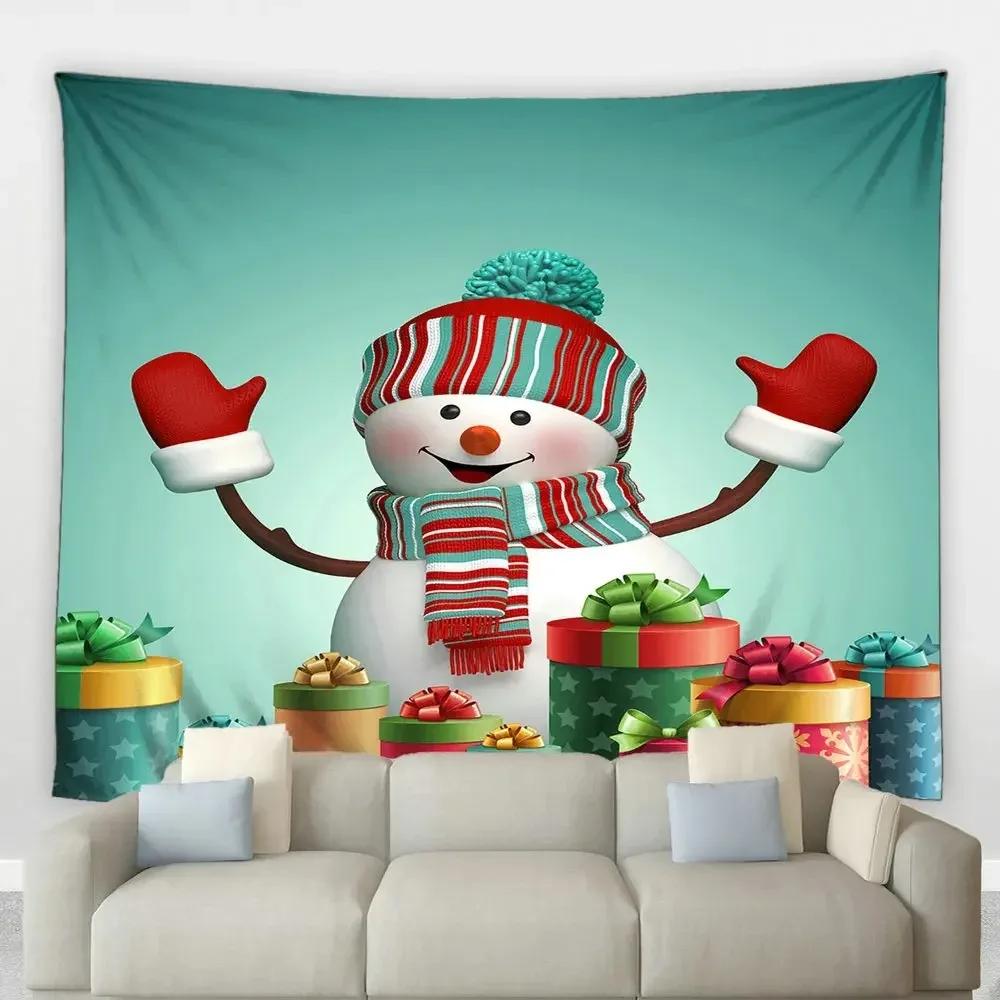 Christmas Cartoon Snowman Tapestry Bedroom Living Room Home Christmas Decoration Tapestry